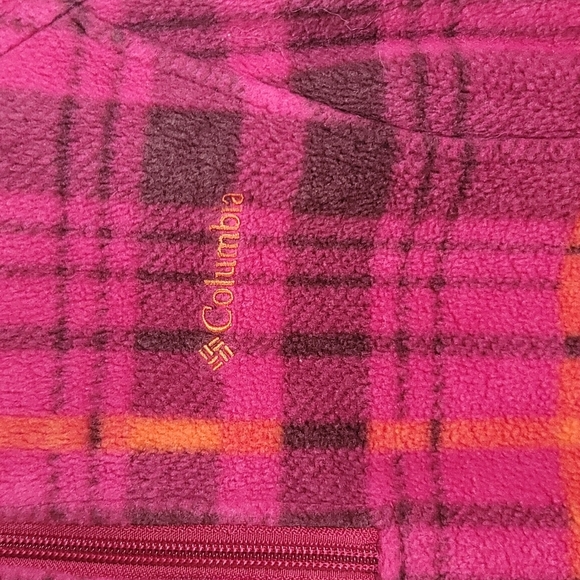 Columbia pink plaid fleece quarter zip top size M great condition - Picture 2 of 5